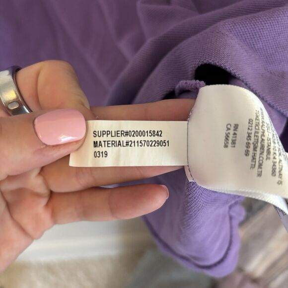 Polo Ralph Lauren Dress The Mesh Mini Purple Womens Large Preppy Academia Cotton - Picture 4 of 7